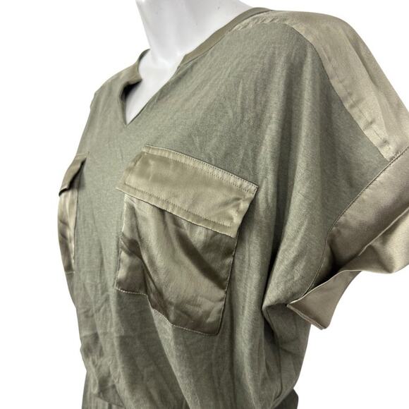 Easywear by Chicos Sage Green Blouson Cotton Blend Dolman Sleeve Dress sz 1 / M - Picture 10 of 16